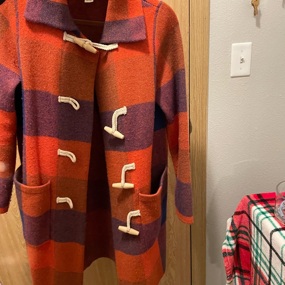 Orange and blue plaid jacket